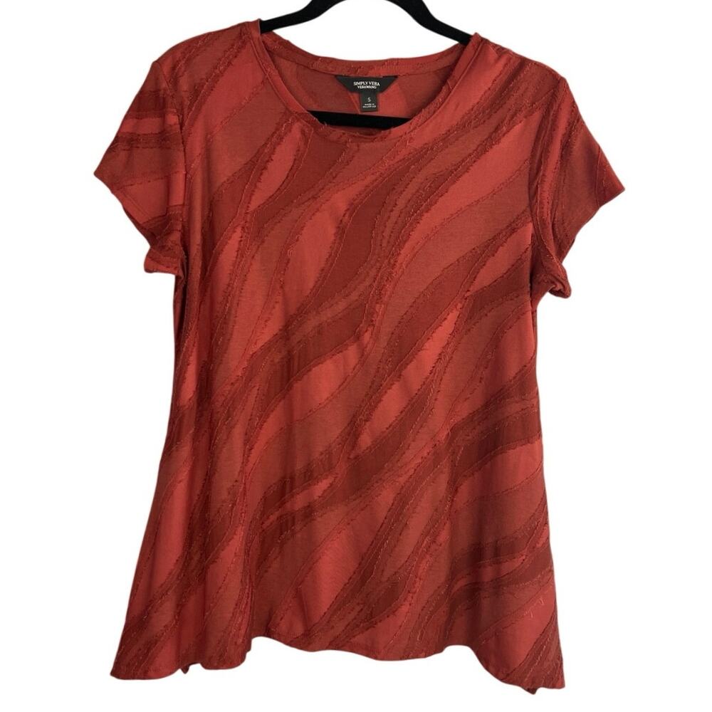 Simply Vera Vera Wang Textured Short Sleeve Tee Size S - Picture 4 of 7